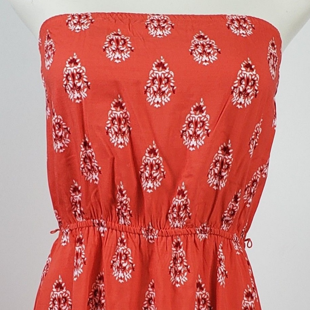 Old Navy Dress size Medium Orange Floral Strapless - Picture 2 of 7
